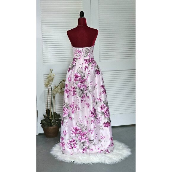 Anthropologie BHLDN Merritt Purple Floral Textured Strapless Gown Dress Sz 6 154 - Picture 5 of 15